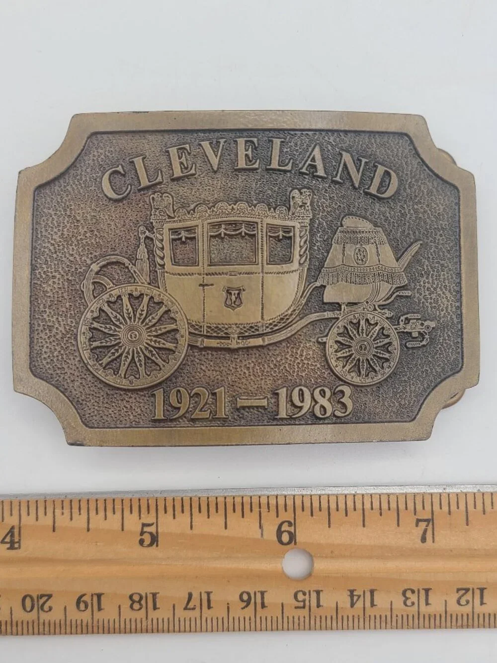 Cleveland Brass Belt Buckle 1921-1983 Carriage Wells Fargo?